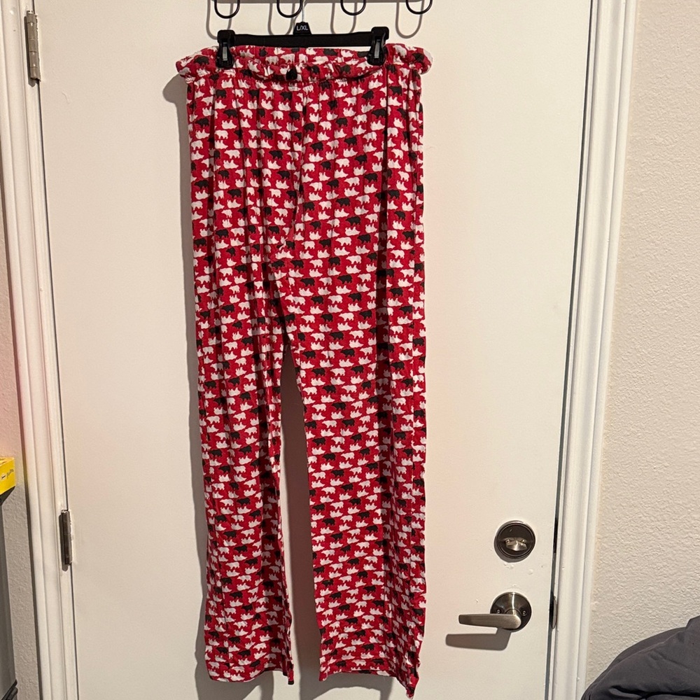 Red and White bear Print Pajama Pants